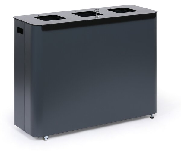 Odpadkový koš na tříděný odpad, 3 x 60 l, lakovaný šedý