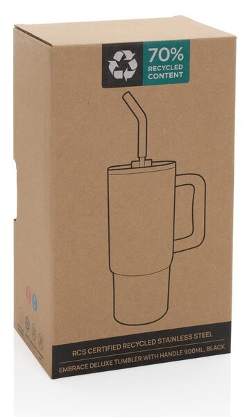 Velký nerezový termohrnek Embrace, 900ml, XD Design, černý