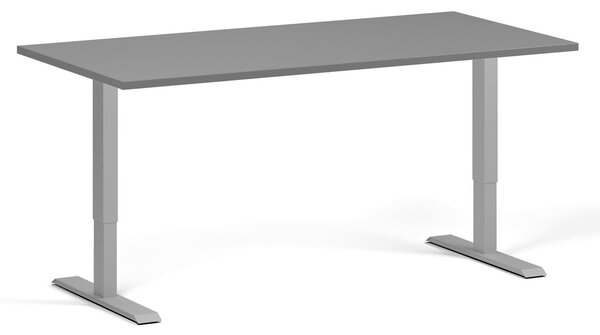 Výškově nastavitelný stůl, 160x80 cm, 1 motor, šedá podnož, grafit