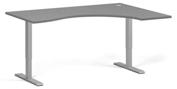 Ergonomický výškově nastavitelný stůl, 160x120 cm, 1 motor, L/P, šedá podnož, grafit
