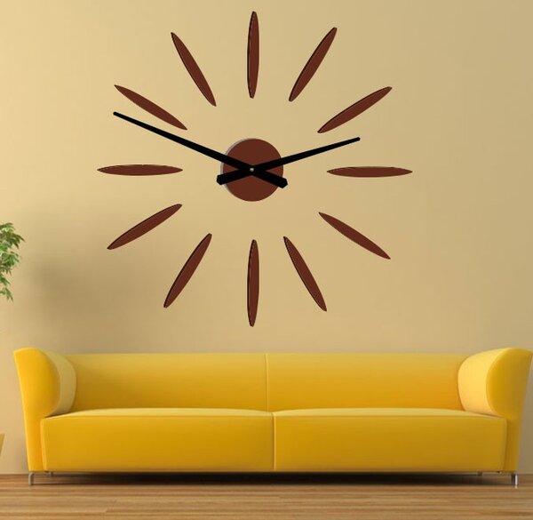 Nástěnné hodiny nalepovací | SUN: Šedá kovová Ral 7005 Černé ručičky 80 cm 3713-33772 12P050 2D PLEXI