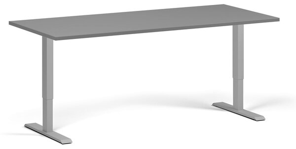 Výškově nastavitelný stůl, 180x80 cm, 1 motor, šedá podnož, grafit
