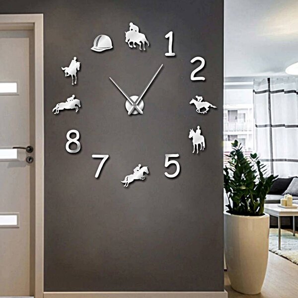 Samolepka na zeď hodiny rodeo koně: Černá Ral 9005 Černá barva RAL 9005 80 cm 3719-34249 12SZ045 HEU-