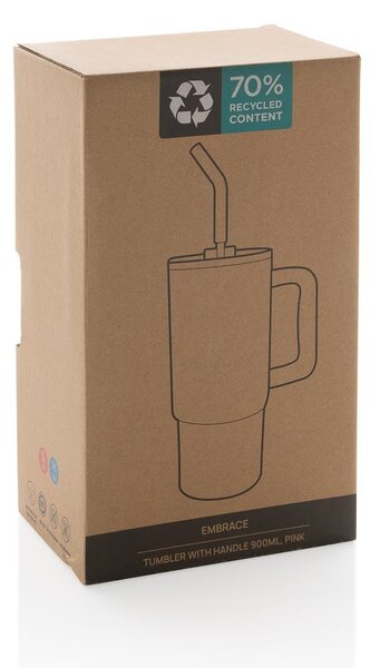 Velký nerezový termohrnek Embrace, 900ml, XD Design, růžový