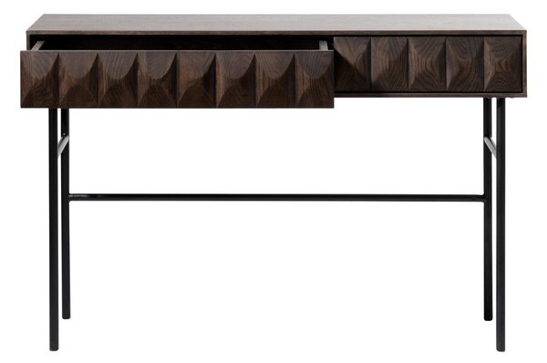 Tmavě hnědý konzolový stolek s deskou v dubovém dekoru 39x117 cm Latina – Unique Furniture