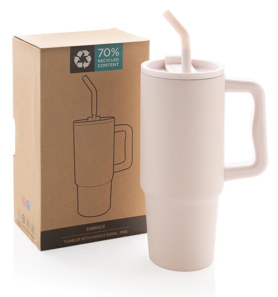 Velký nerezový termohrnek Embrace, 900ml, XD Design, růžový