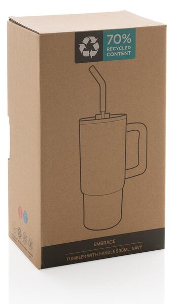 Velký nerezový termohrnek Embrace, 900ml, XD Design, modrý