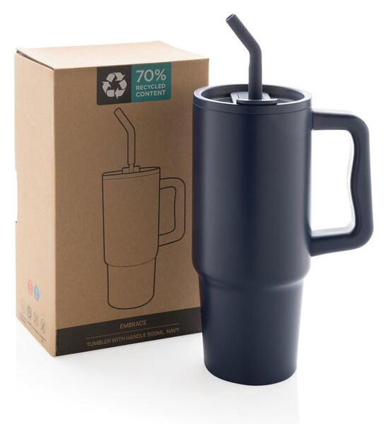 Velký nerezový termohrnek Embrace, 900ml, XD Design, modrý