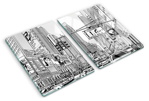 Skleněné krájecí prkénko New York ve stylu komiksu ddk-nr-wm-00008127
