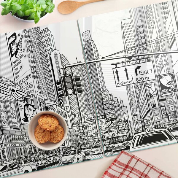 Skleněné krájecí prkénko New York ve stylu komiksu ddk-nr-wm-00008127
