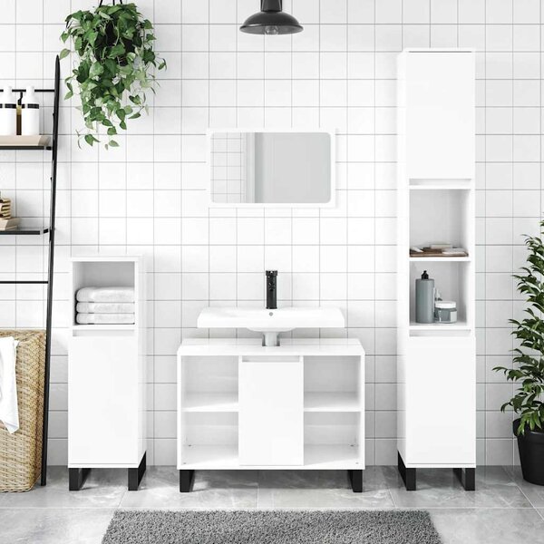 Koupelnová skříňka lesklá bílá 80 x 33 x 60 cm kompozitní dřevo