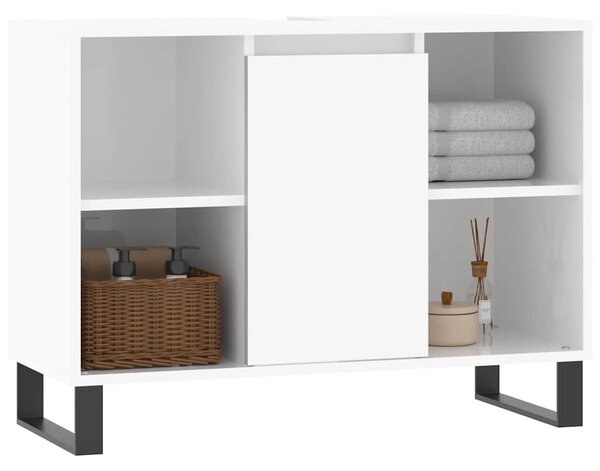 Koupelnová skříňka lesklá bílá 80 x 33 x 60 cm kompozitní dřevo