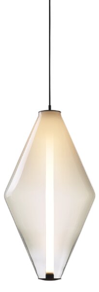 Bomma Luxusní závěsné svítidlo Buoy Double cone s baldachýnem Stmívání, řízení: TRIAC, Povrch Montury: Stříbrná, Barva skla: Kouřová