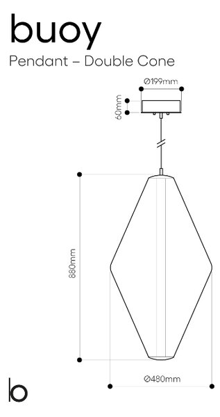 Bomma Luxusní závěsné svítidlo Buoy Double cone s baldachýnem Stmívání, řízení: TRIAC, Povrch Montury: Stříbrná, Barva skla: Kouřová