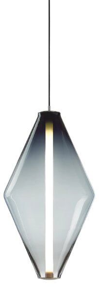 Bomma Luxusní závěsné svítidlo Buoy Double cone s baldachýnem Stmívání, řízení: TRIAC, Povrch Montury: Stříbrná, Barva skla: Kouřová