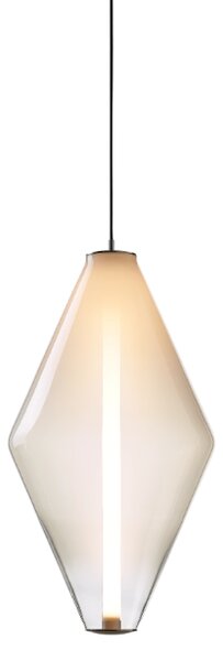 Bomma Luxusní závěsné svítidlo Buoy Double cone s baldachýnem Stmívání, řízení: TRIAC, Povrch Montury: Stříbrná, Barva skla: Kouřová