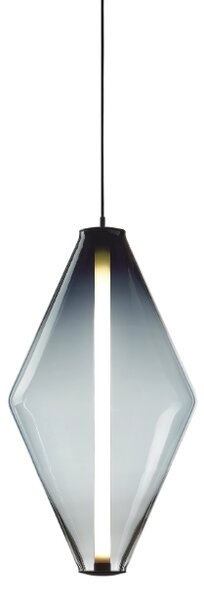 Bomma Luxusní závěsné svítidlo Buoy Double cone s baldachýnem Stmívání, řízení: TRIAC, Povrch Montury: Stříbrná, Barva skla: Kouřová