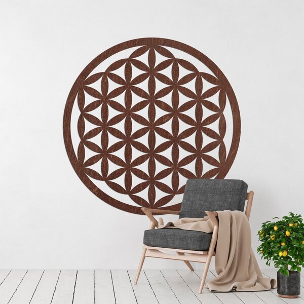 Dřevěná nástěnná dekorace mandala květ života - VITAE: Překližka Topol - Honey 3071 20 cm 3768-96366 PR0166