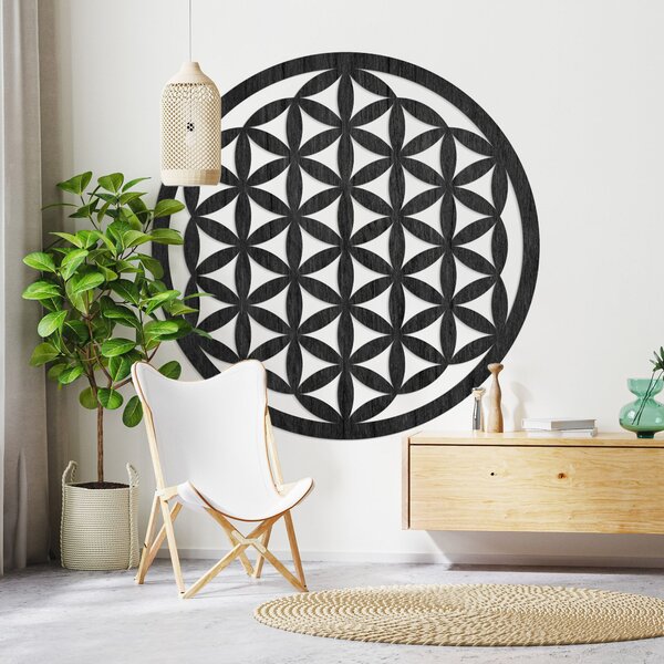 Dřevěná nástěnná dekorace mandala květ života - VITAE: Překližka Topol - Honey 3071 20 cm 3768-96366 PR0166