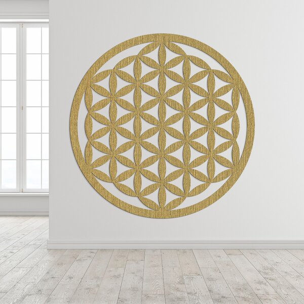 Dřevěná nástěnná dekorace mandala květ života - VITAE: Překližka Topol - Honey 3071 20 cm 3768-96366 PR0166