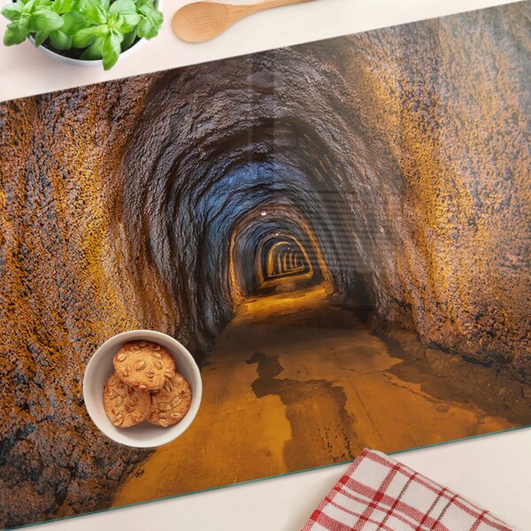 Skleněná deska do kuchyně Tunel v jeskyni s osvětlením ddk-nr-wm-00008285