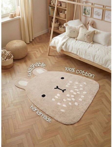 Béžový pratelný/ručně tkaný bavlněný dětský koberec 120x152 cm Snuggle Pucki – Hanse Home