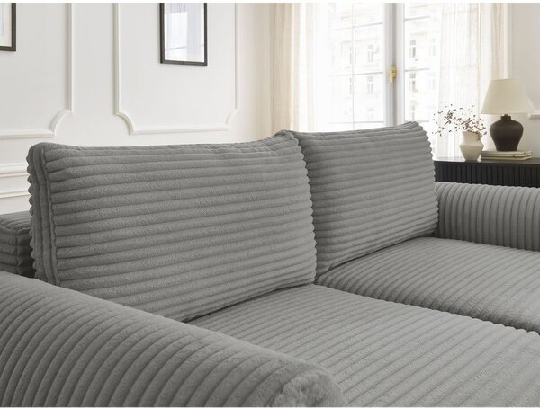 Tmavě šedá manšestrová rozkládací pohovka 257 cm Lucien – Bobochic Paris