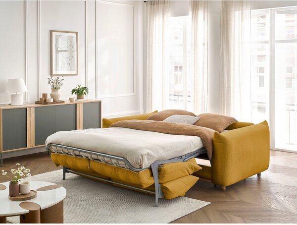 Žlutá rozkládací pohovka 214 cm Ernest – Bobochic Paris