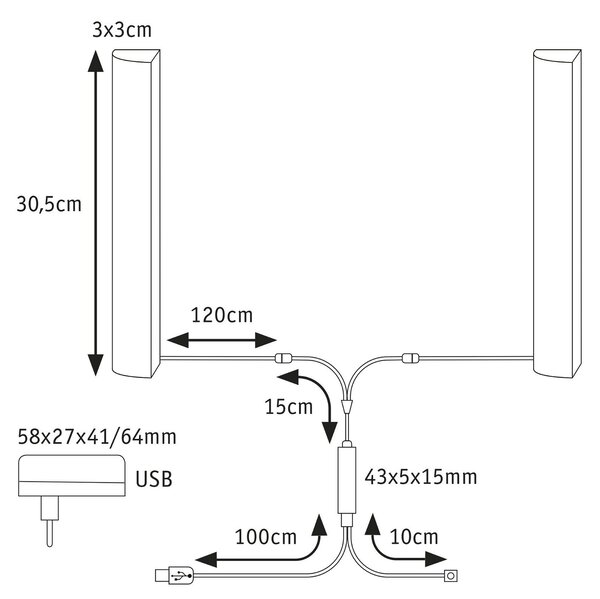 P 78878 EntertainLED Lightbar Dynamic RGB 2x0,6W RGB - PAULMANN