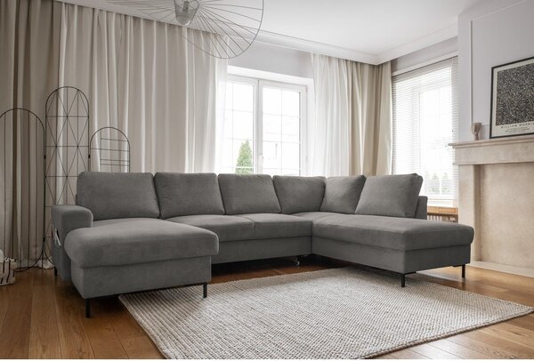Šedá manšestrová rozkládací rohová pohovka (pravý roh) Lofty Lilly – Miuform