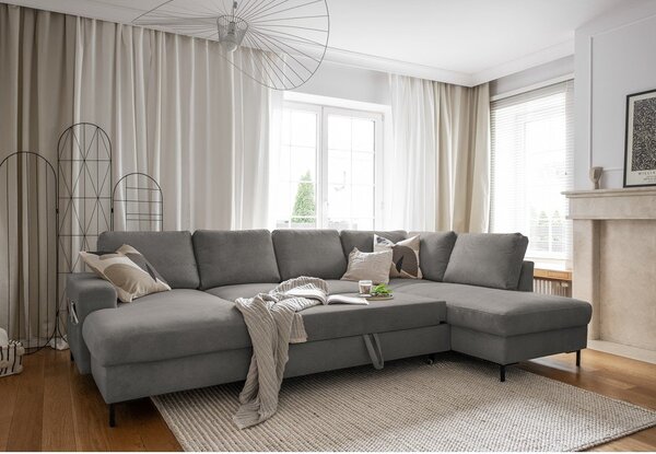Šedá manšestrová rozkládací rohová pohovka (pravý roh) Lofty Lilly – Miuform