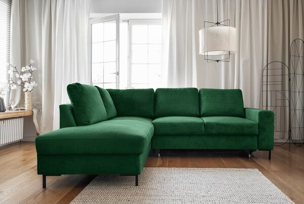 Tmavě zelená manšestrová rozkládací rohová pohovka (levý roh) Lofty Lilly – Miuform