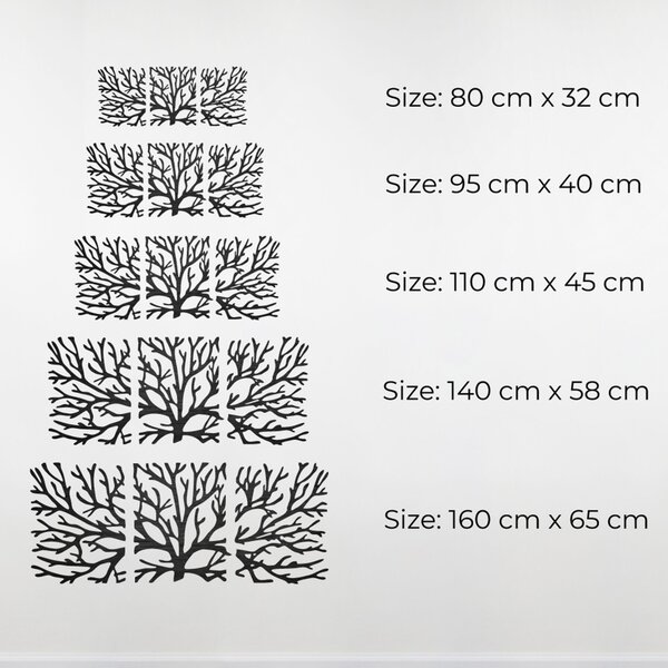 Třídílná dekorace na stěnu větve | MAVAMF: Překližka - černá 32 x 80 cm 3799-82351 PR0200 3 piecess