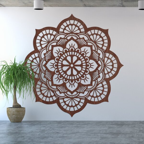SENTOP | Dřevěná dekorace na zeď mandala symbolika lotosový květ I SENTOP PR0204