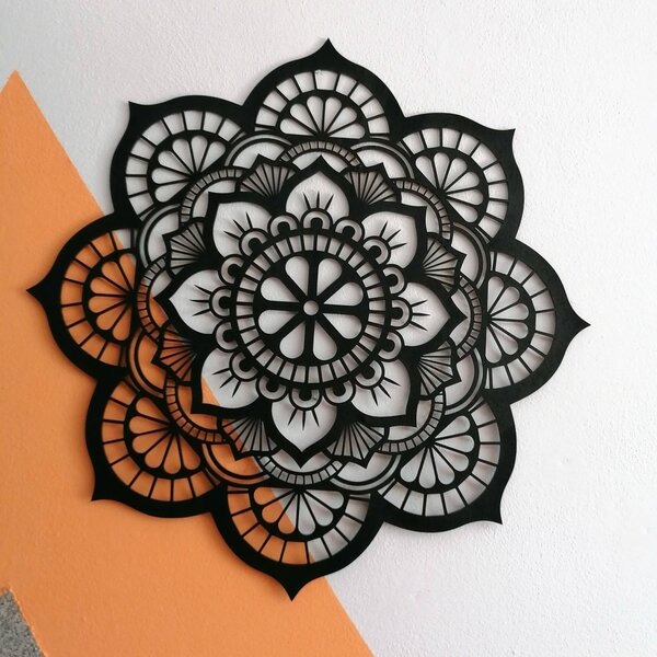 SENTOP | Dřevěná dekorace na zeď mandala symbolika lotosový květ I SENTOP PR0204
