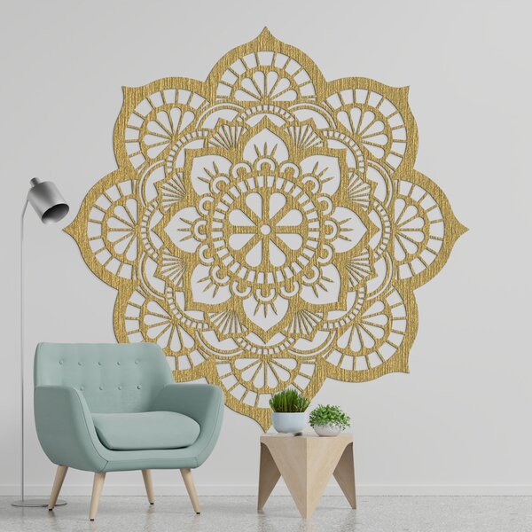 SENTOP | Dřevěná dekorace na zeď mandala symbolika lotosový květ I SENTOP PR0204