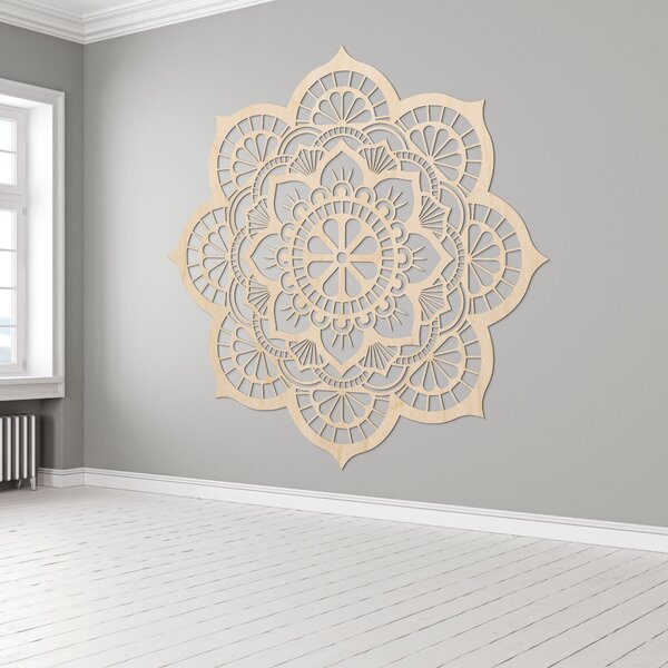 SENTOP | Dřevěná dekorace na zeď mandala symbolika lotosový květ I SENTOP PR0204