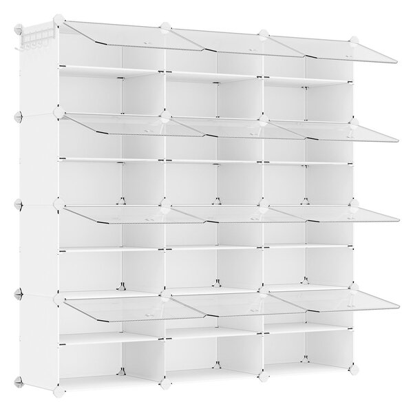 REGÁL NA BOTY, bílá, průhledné, 124,4/124,6/32 cm Boxxx - Online Only šatny & botníky, Online Only