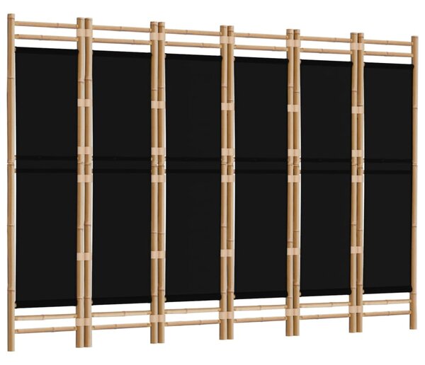Skládací 6panelový paraván 240 cm bambus a plátno