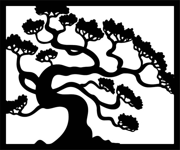 Dřevěný obraz na stěnu strom bonsai z překližky topol Drázský: Přírodní překližka - Topol přírodní Rozměr 40 x 33 cm 3816-39415 PR0214 HEU+