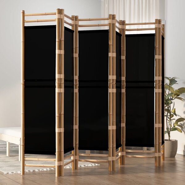 Skládací 6panelový paraván 240 cm bambus a plátno