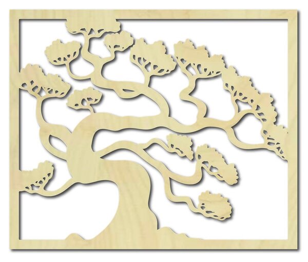 Dřevěný obraz na stěnu strom bonsai z překližky topol Drázský: Přírodní překližka - Topol přírodní Rozměr 40 x 33 cm 3816-39415 PR0214 HEU+