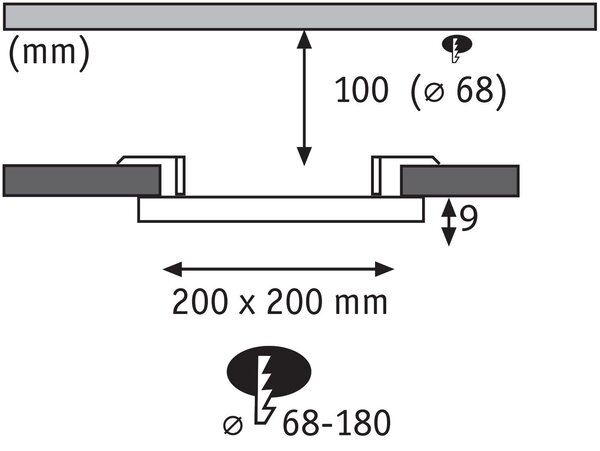 P 79959 VariFit LED vestavné svítidlo Veluna Edge IP44 hranaté 200x200mm měnitelná bílá bílá stmívatelné - PAULMANN
