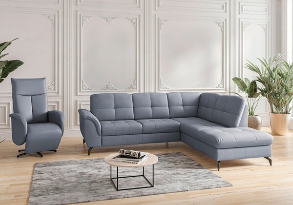 ROHOVÁ SEDAČKA, textil, kůže, šedomodrá Sit & More - Sedací soupravy, Online Only
