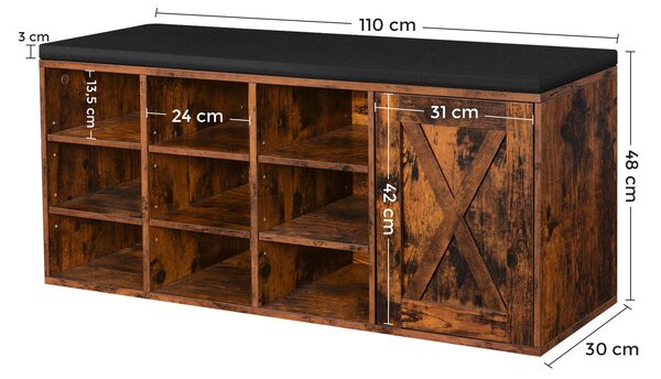 LAVICE S BOTNÍKEM, tmavě hnědá, 110/48/30 cm MID.YOU - Online Only šatny & botníky, Online Only