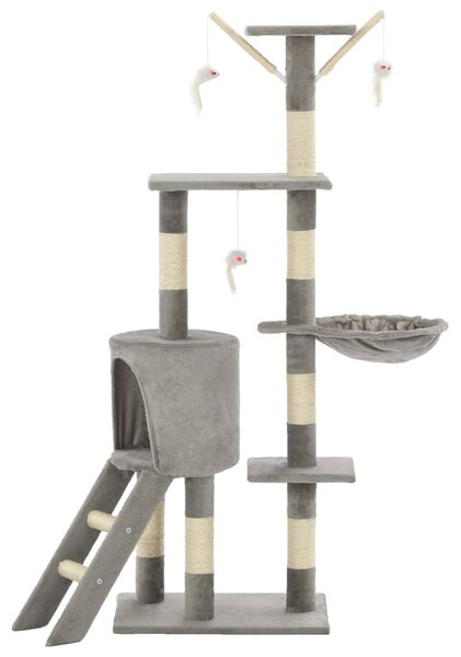 Škrabadlo pro kočky se sisalovými sloupky 138 cm šedé 170578