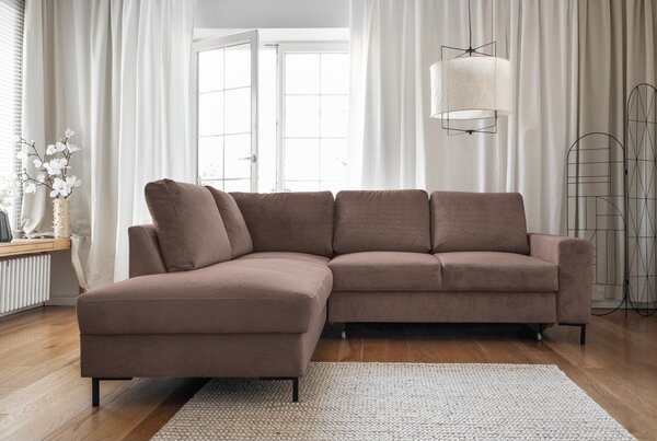 Hnědá manšestrová rozkládací rohová pohovka (levý roh) Lofty Lilly – Miuform