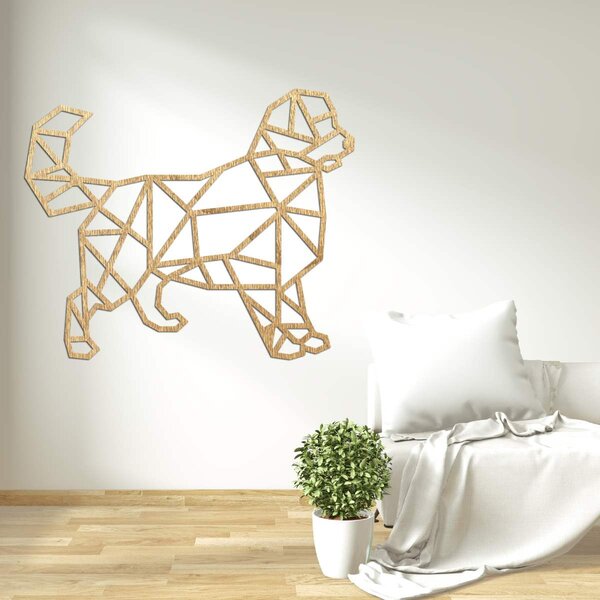 Vyřezávaný geometrický obraz na zeď pes - HAFFO: Překližka Topol - bez povrchové úpravy 42 x 32 cm 3837-104981 PR0230