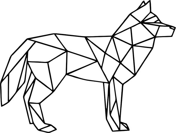 Geometrický obraz na zeď vlk - ROKY: Přírodní překližka - Topol přírodní 42 x 32 cm 3838-40531 PR0231HEU+