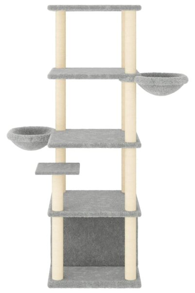Škrabadlo pro kočky se sisalovými sloupky světle šedé 147 cm 171781